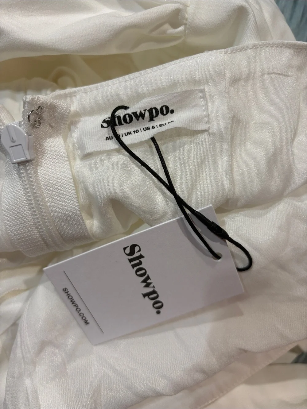 NWT Showpo. HELDA MIDI DRESS Halter Tie Neck Corset Panel In Off White